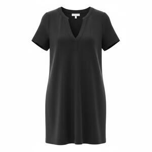 Part Two Amanase Black Linen V Neck Shift Dress Minimalist Pockets